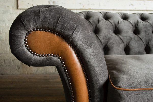 Gray-brown Chesterfield 3-Seater Living room luxury couch