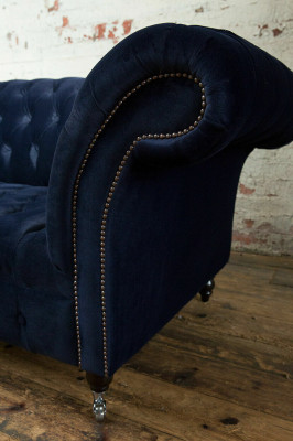 Dark Blue Chesterfield Three Seater Modern Living Room Luxury Couch