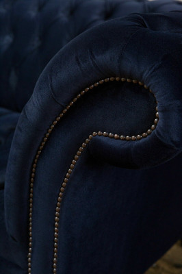 Dark Blue Chesterfield Three Seater Modern Living Room Luxury Couch