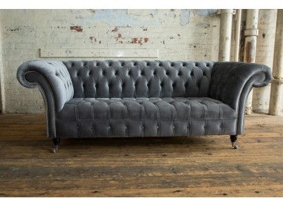 Modern Chesterfield gray 3-seater Stylish living room 3-seater couch