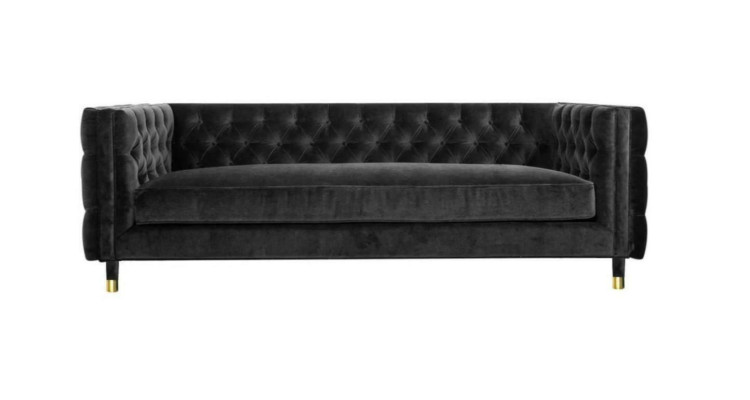Black Chesterfield Sofa Big Luxury Furniture 4 Seater Textile Fabric Couches