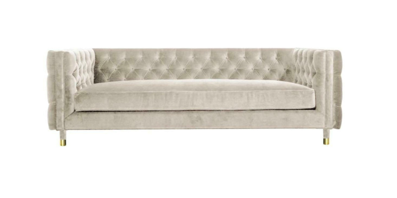 Beige Furniture 4 Seater Chesterfield Sofa Velvet XXL Big Textile Fabric Couches