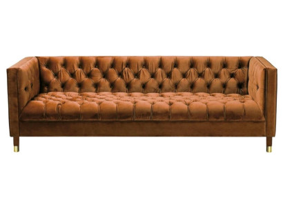 Orange Sofa Chesterfield Couch Textile Fabric Couches Luxury Furniture 4-Seater