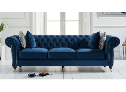 Blue's Chesterfield Sofa Luxury Living room Couch Fabric Sofa