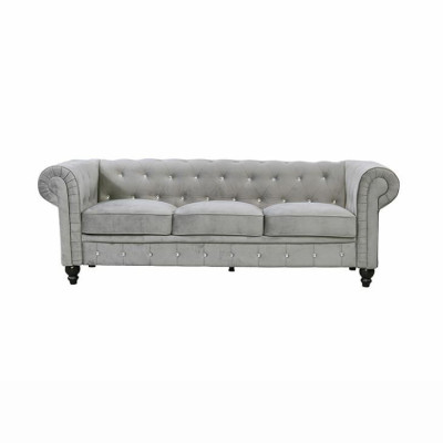 Gray Chesterfield 3 seater luxury living room couch designer sofa
