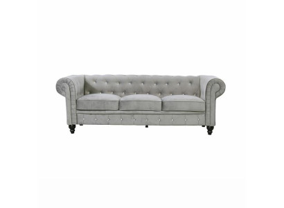 Gray Chesterfield 3 seater luxury living room couch designer sofa