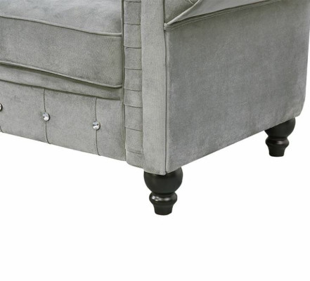 Gray Chesterfield 3 seater luxury living room couch designer sofa