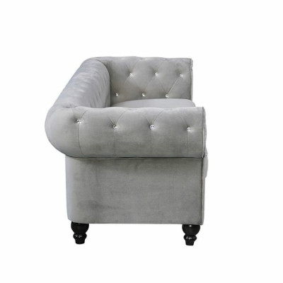 Gray Chesterfield 3 seater luxury living room couch designer sofa