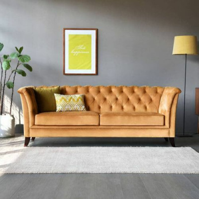Orange Chesterfield 3-Seater Modern Living room Luxury Sofa