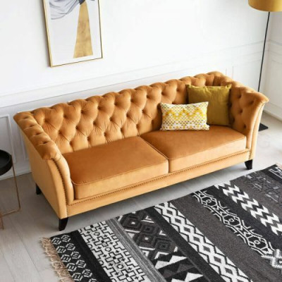 Orange Chesterfield 3-Seater Modern Living room Luxury Sofa