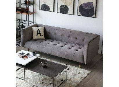 Modern Gray Chesterfield 3-Seater Luxury Living room Couch