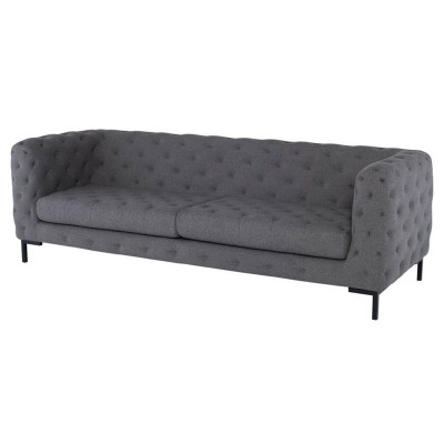 Gray Upholstery Chesterfield 3-Seater Luxury Living room Couch