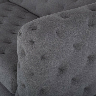 Gray Upholstery Chesterfield 3-Seater Luxury Living room Couch