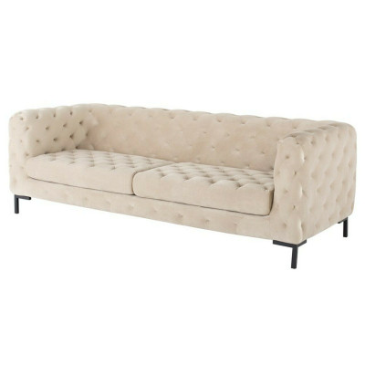 Beige designer Chesterfield three seater luxury living room couch