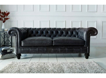 Designer gray Chesterfield 3-Seater luxury living room couch