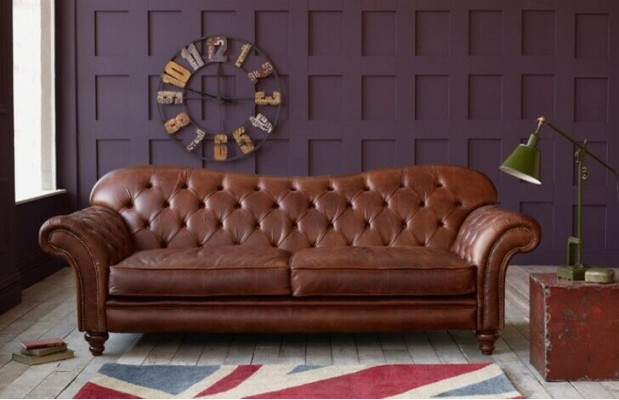 Luxury Chesterfield Living room Couch Brown Sofa Seat Upholstery Textile Couches new