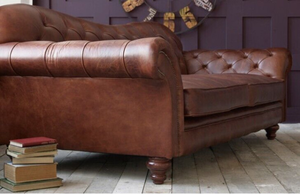 Luxury Chesterfield Living room Couch Brown Sofa Seat Upholstery Textile Couches new