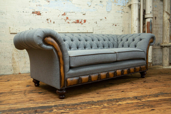 Gray Chesterfield Fabric Sofa Couch Couches Sofa Seat Sofas Textile new Upholstery
