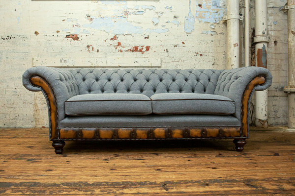 Gray Chesterfield Fabric Sofa Couch Couches Sofa Seat Sofas Textile new Upholstery