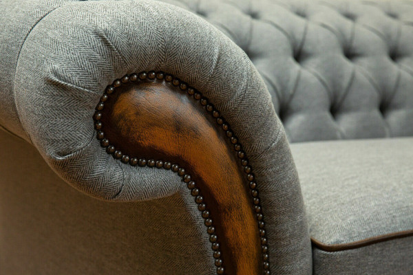 Gray Chesterfield Fabric Sofa Couch Couches Sofa Seat Sofas Textile new Upholstery