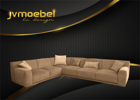 Corner sofa L-shape Desing Couch Textile Fabric Living landscape Corner suite Sofas Couches