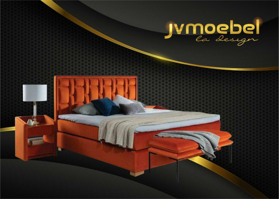 Chesterfield Double bed Bedroom Velvet Beds Bed frame Bedside table 3-piece set