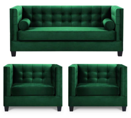 Sofa set Couch Velvet Upholstery couchen Complete set Sets Living room green