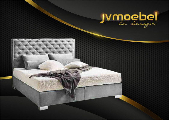 Chesterfield Boxspring Bed Textile Bedroom Furniture Modern Beds Fabric new