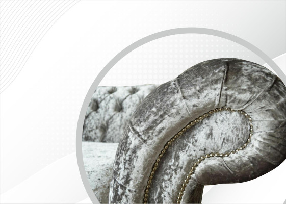 Chesterfield Upholstery Couch Fabric Couches Sofa Seat Suite Velvet Silver 4 Seat