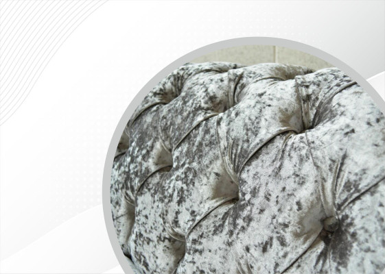 Chesterfield Upholstery Couch Fabric Couches Sofa Seat Suite Velvet Silver 4 Seat