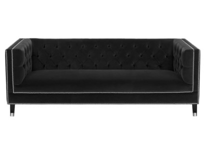 Luxury Black Fabric Couch Velvet Three Seater Upholstery Furniture Hotel Living room Practice
