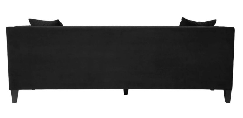 Luxury Black Fabric Couch Three Seater Upholstery Furniture Hotel Living room Practice Velvet