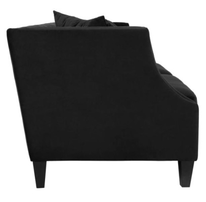 Luxury Black Fabric Couch Three Seater Upholstery Furniture Hotel Living room Practice Velvet