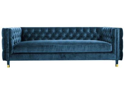 Luxury Blue e Chesterfield Velvet Three Seater Upholstery Furniture Hotel Living room Practice