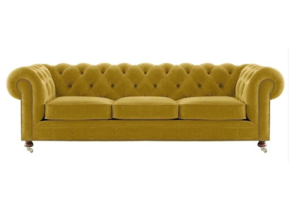 Luxury Yellow Chesterfield Velvet Three Seater Upholstery Furniture Hotel Living room Practice