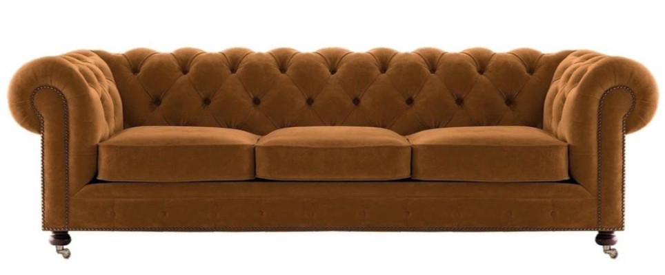 Luxury Yellow Chesterfield Velvet Three Seater Upholstery Furniture Hotel Living room Practice