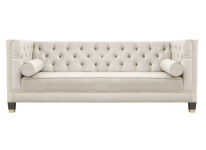 Luxury Beige Chesterfield Velvet Three Seater Upholstery Furniture Hotel Living room Practice