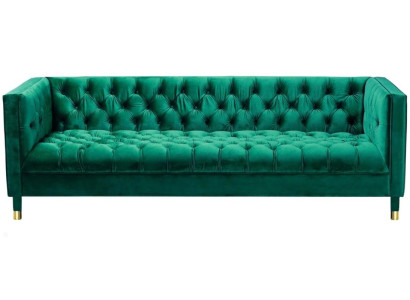 Green Three Seater Fabric Chesterfield Design Couches Upholstery Sofa Living room 230cm