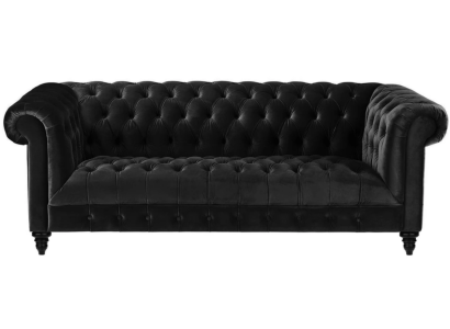 Black Velvet Couch Luxury Upholstery Chesterfield Furniture Sofa with Buttons Three Seater