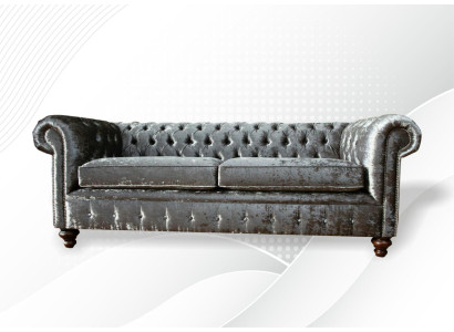 Three Seater Sofa 3 Seat Couch Chesterfield Upholstery Seat Suite Velvet Gray Velvet