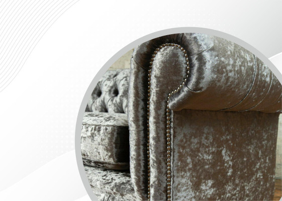 Three Seater Sofa 3 Seat Couch Chesterfield Upholstery Seat Suite Velvet Gray Velvet