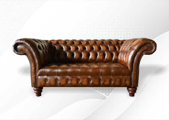 Design Chesterfield Sofa 2 Seater Brown Couch Upholstery Sofas Living room Sofa new