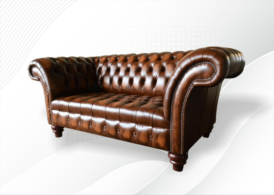 Design Chesterfield Sofa 2 Seater Brown Couch Upholstery Sofas Living room Sofa new
