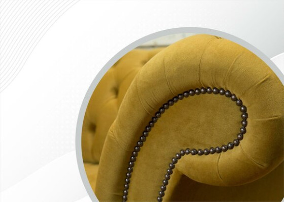 Chesterfield Design Luxury Upholstery Sofa Couch Seat Suite Leather Textile Yellow new