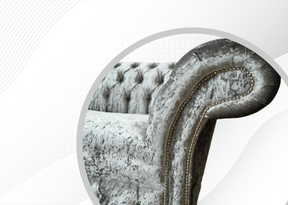 Sofa 2 Seater Chesterfield Couch Upholstery Velvet fabric Two-seater Velvet Gray Silver