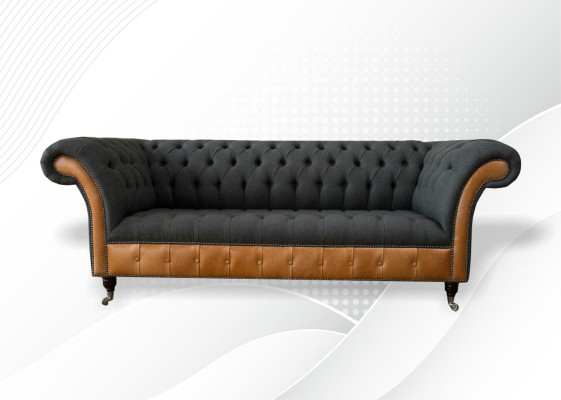 Fabric Couch Living landscape 3 Seater Design Sofa Sofas Couches Gray Chesterfield