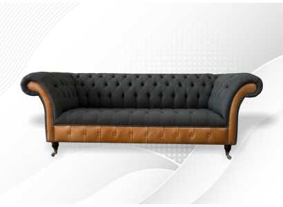 Fabric Couch Living landscape 3 Seater Design Sofa Sofas Couches Gray Chesterfield