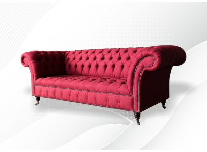 Three Seater Design Upholstery Textile Sofa 3 Seater Furniture Chesterfield Luxury Red Couches