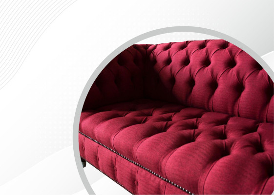 Three Seater Design Upholstery Textile Sofa 3 Seater Furniture Chesterfield Luxury Red Couches