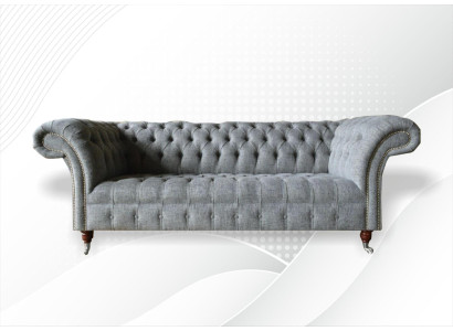 Fabric Sofa Couch Upholstery Suite 3 Seater Couches Sofas Chesterfield Gray Velvet